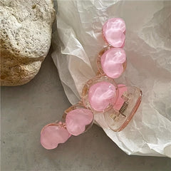 Pink Love Heart Hair Claw Clips Acrylic Grip Hair Jaw Clip