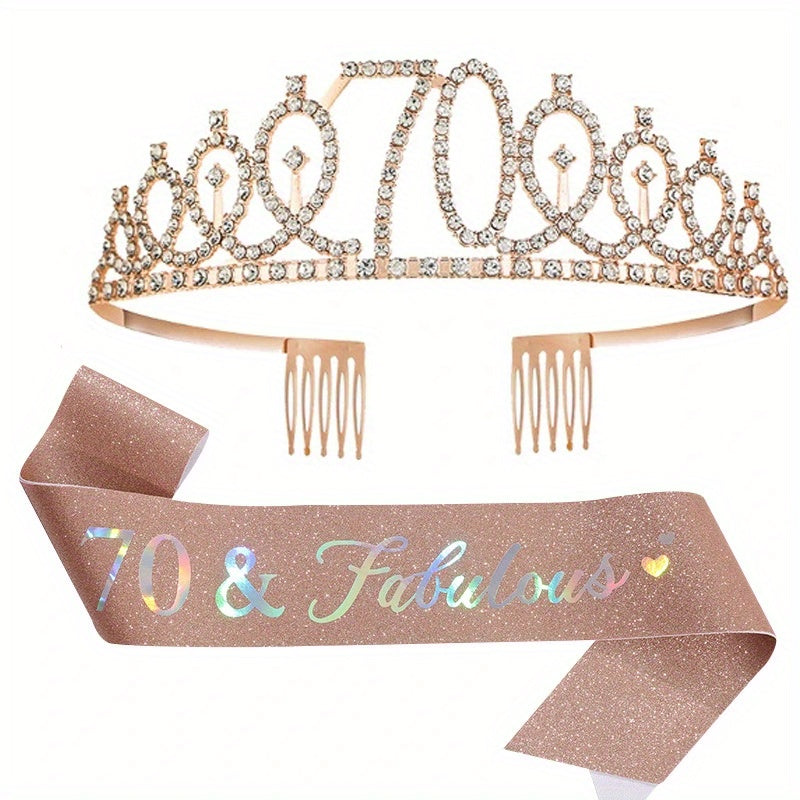 Birthday Party Crown Set Rhinestone Tiara Decoration