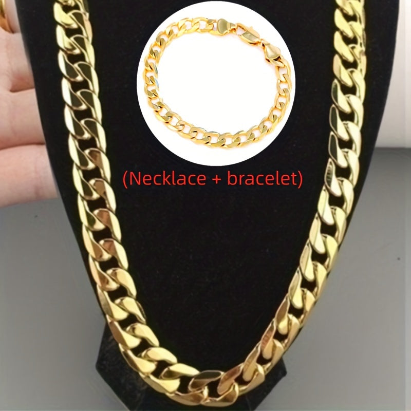 Men's 18k Plated Necklace Bracelet Set