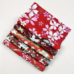 5pcs 19 24 DIY Red Printed Cotton Fabric Sewing Crafts Clothing Sewing Cloth DIY