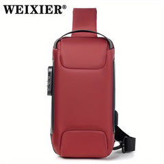 WEIXIER Men's Waterproof Waist Bag USB Charging Lock Gift For Father