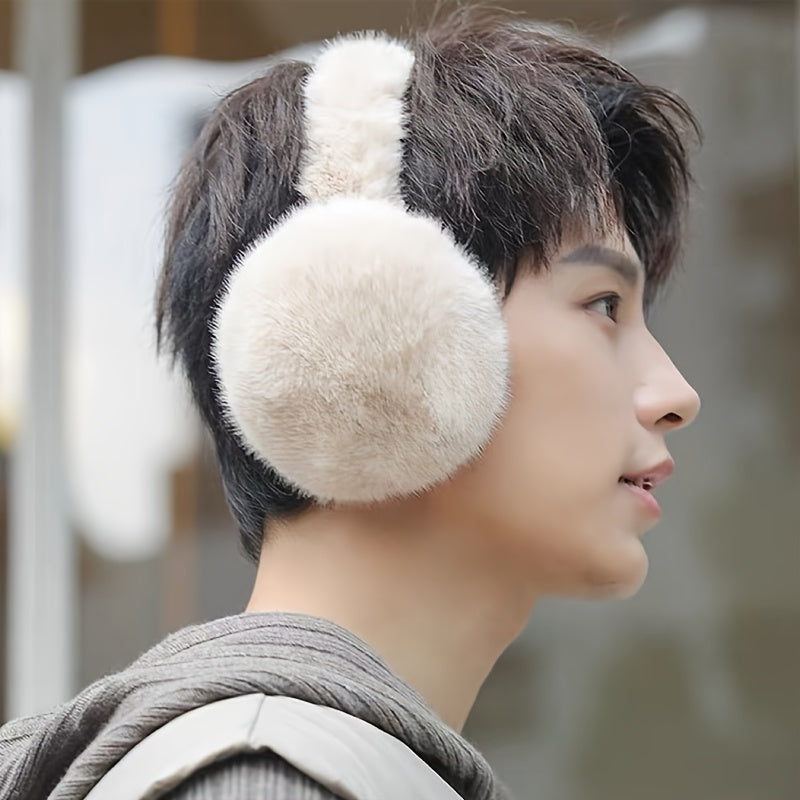 2pcs Soft Winter Fur Earmuffs Foldable Portable Storage
