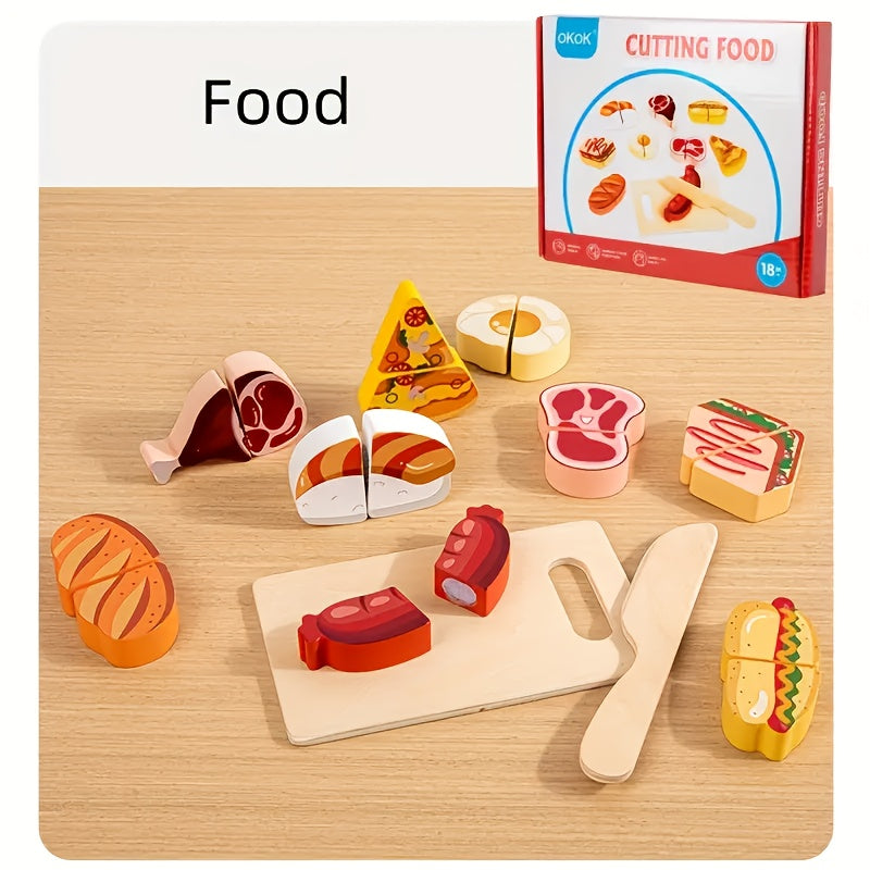 Wooden Toy Cutting Fruits and Vegetables with Magic Tape