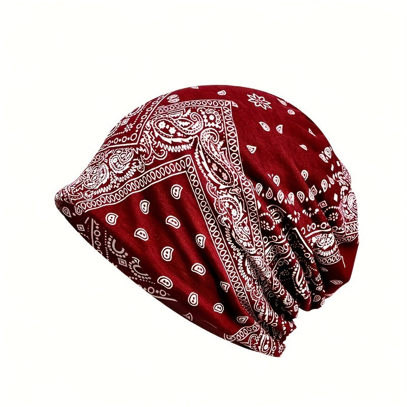 Paisley Print Lightweight Beanie Elastic Skull Hat Women Turban Cap