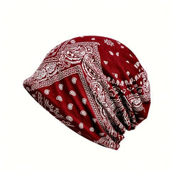 Paisley Print Lightweight Beanie Elastic Skull Hat Women Turban Cap
