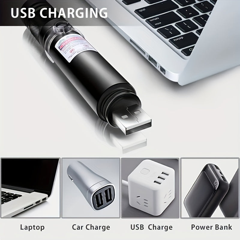 USB Rechargeable Green Laser Pointer Flashlight