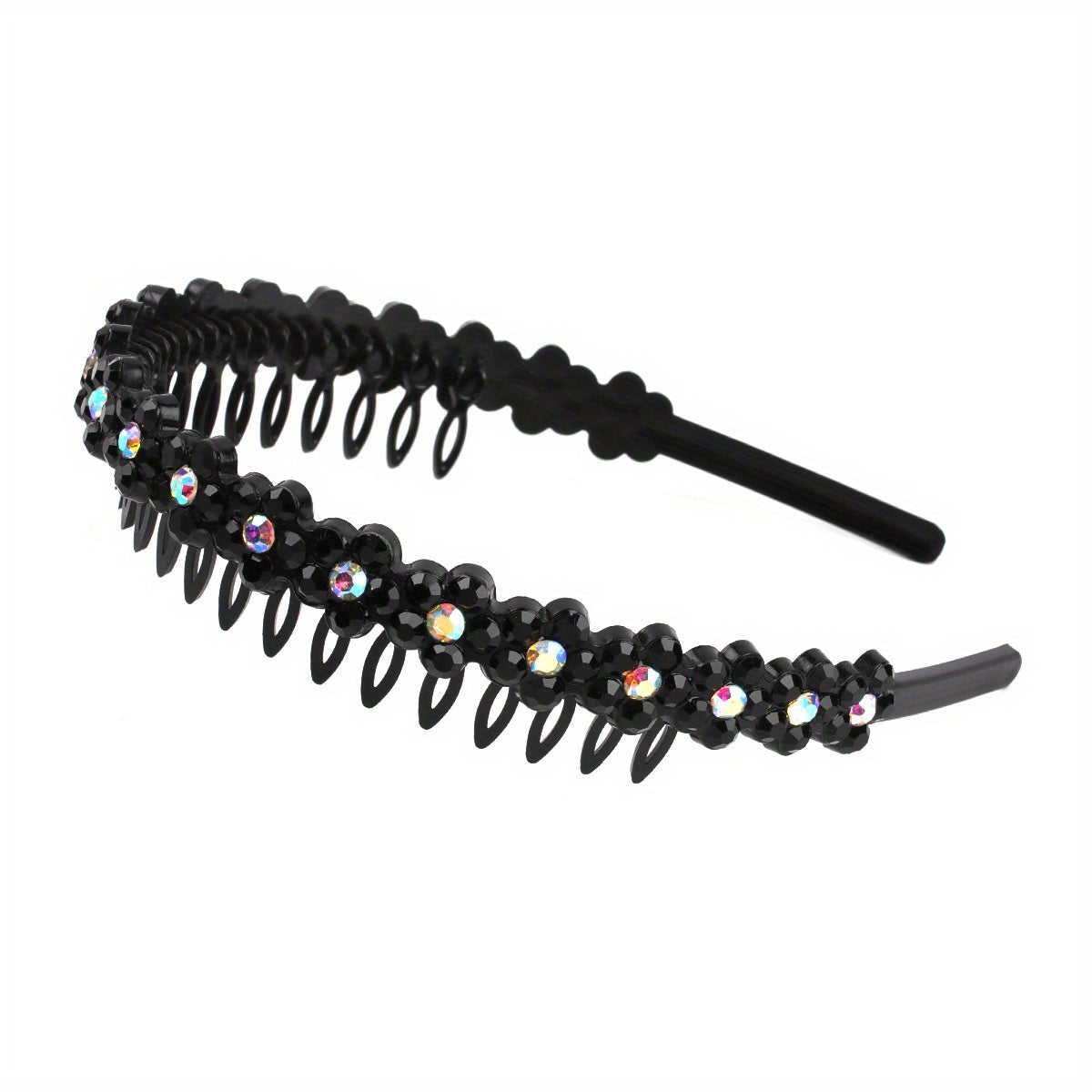 Wave Rhinestone Headband with Crystal Pearl Decoration