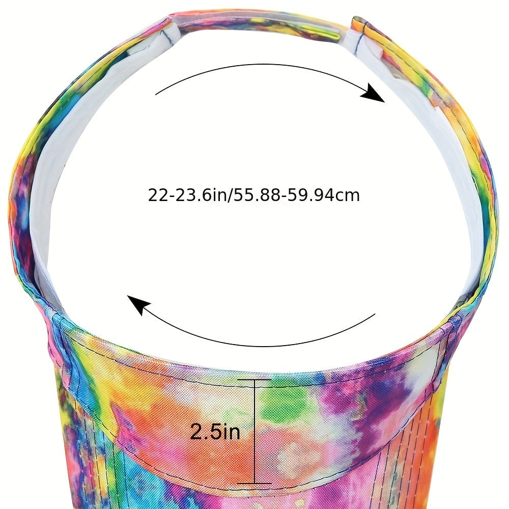 Tie Dye Print Visor Hat UV Protection Summer Sun Cap for Women