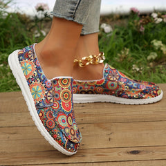 Tribal Style Canvas Slip On Shoes Casual Walking Shoes