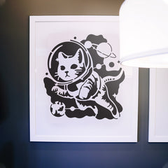 1pc AHANDMAKER Astronaut Cat Stencil & Paint Brushes Set