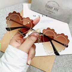 Y2K Heart Sunglasses Tinted Rimless Party Prom Decorative Shades
