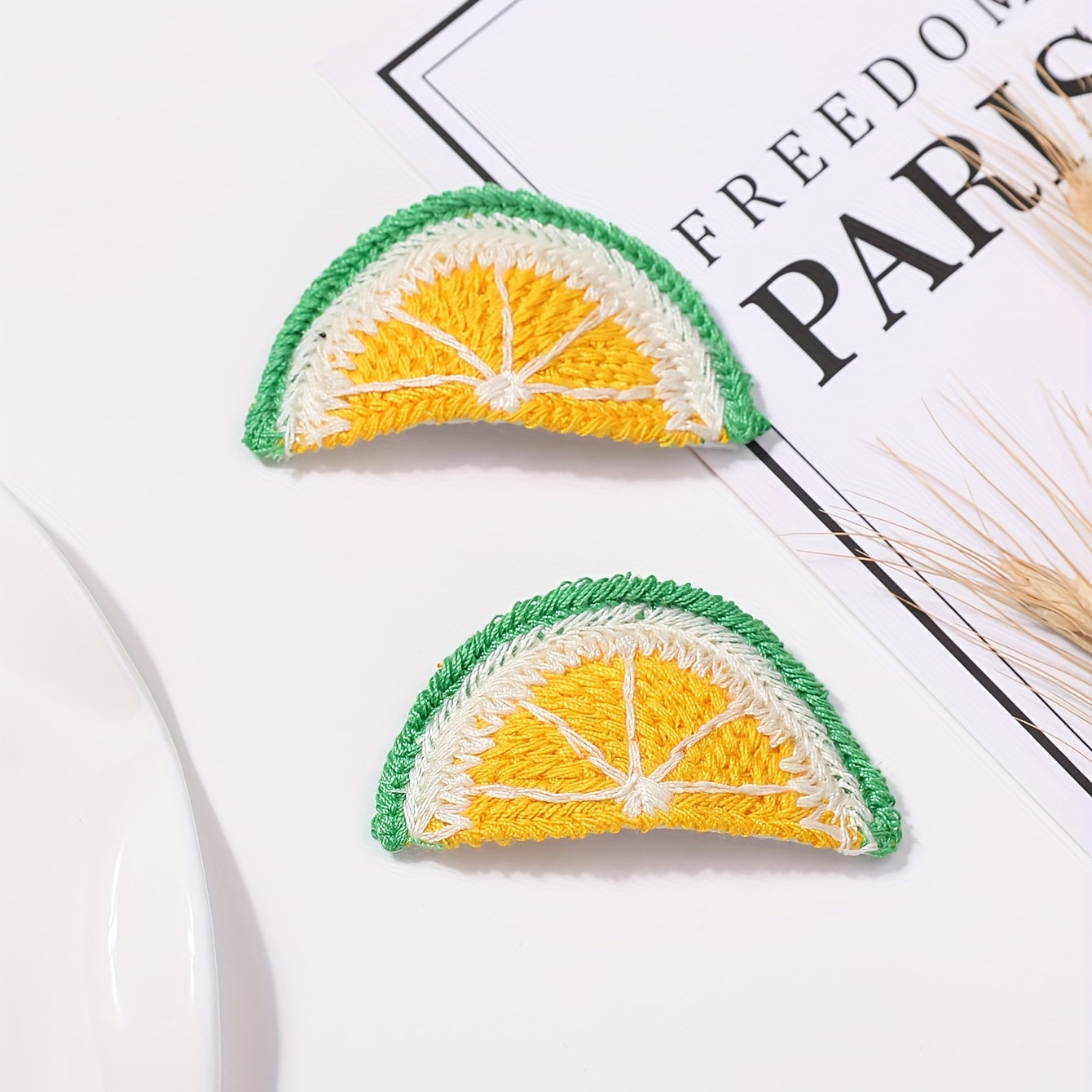 2pcs Lemon Hair Clips Knitted Sweet Side Hair Accessory