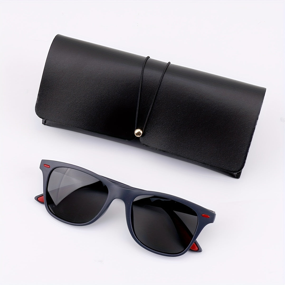 Solid PU Leather Sunglasses Storage Case Pouch Portable Eyewear Container