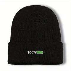 Embroidered Knitted Beanie Hat for Winter Outdoor Activities