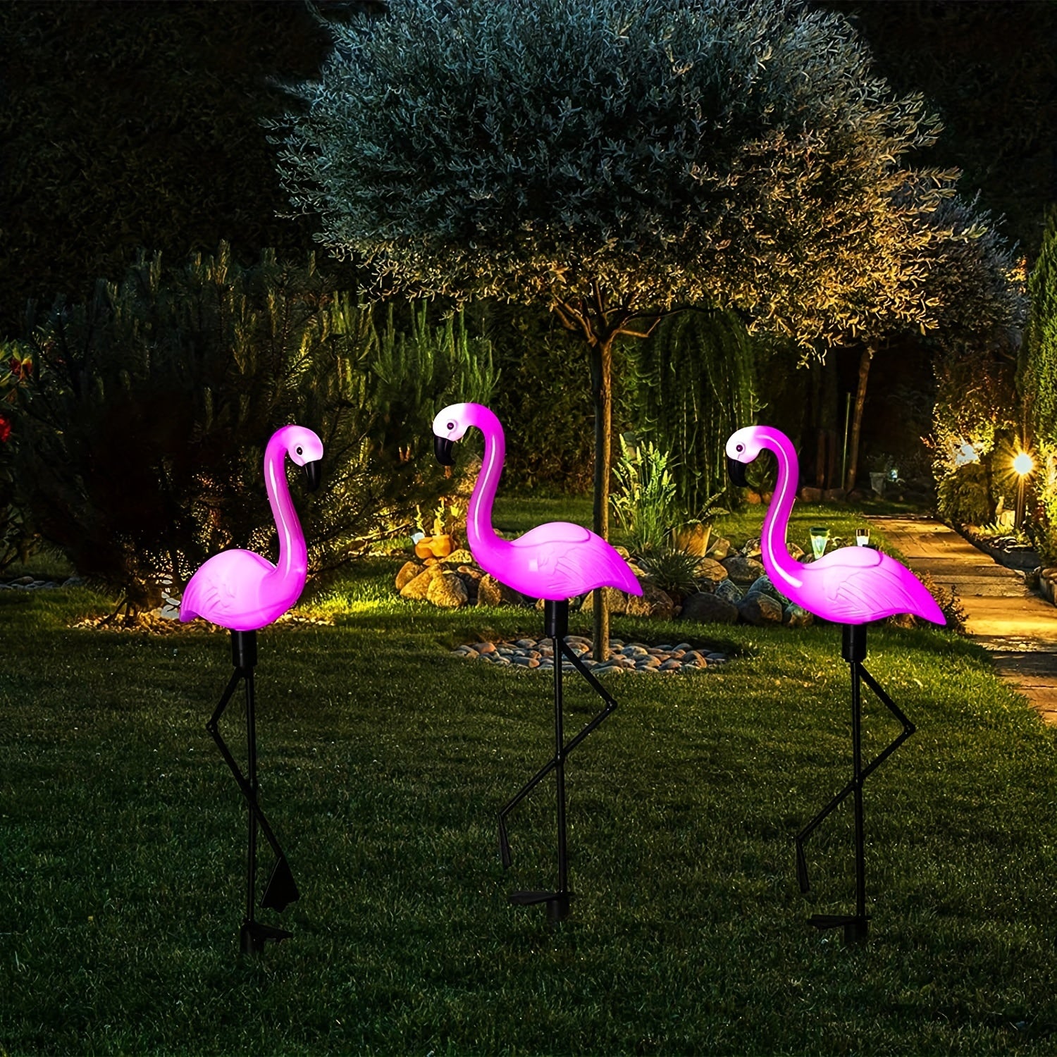 Flamingo LED Stake Lights Solar Powered Waterproof Garden Decor