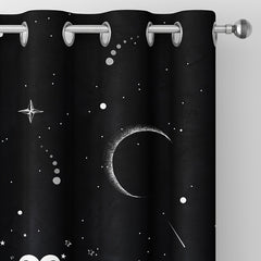 2pcs Sun Moon Curtain Set for Blackout Home Decor