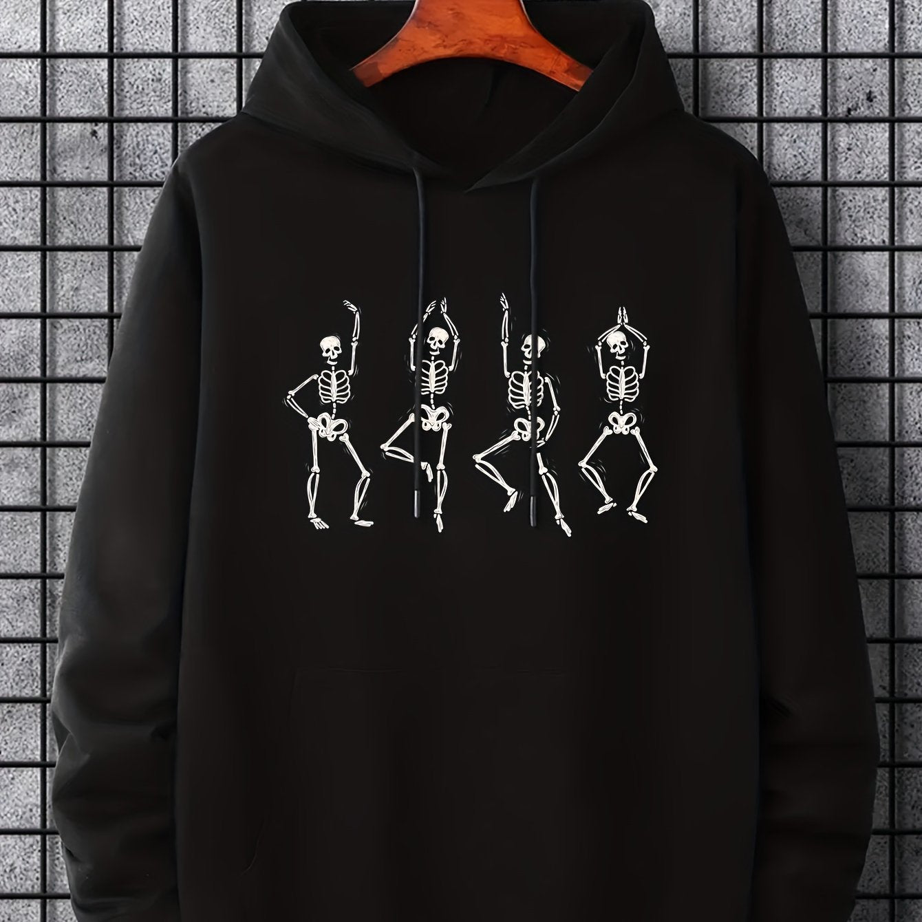 Men's Skeleton Dancer Graphic Hoodie Drawstring Sweatshirt