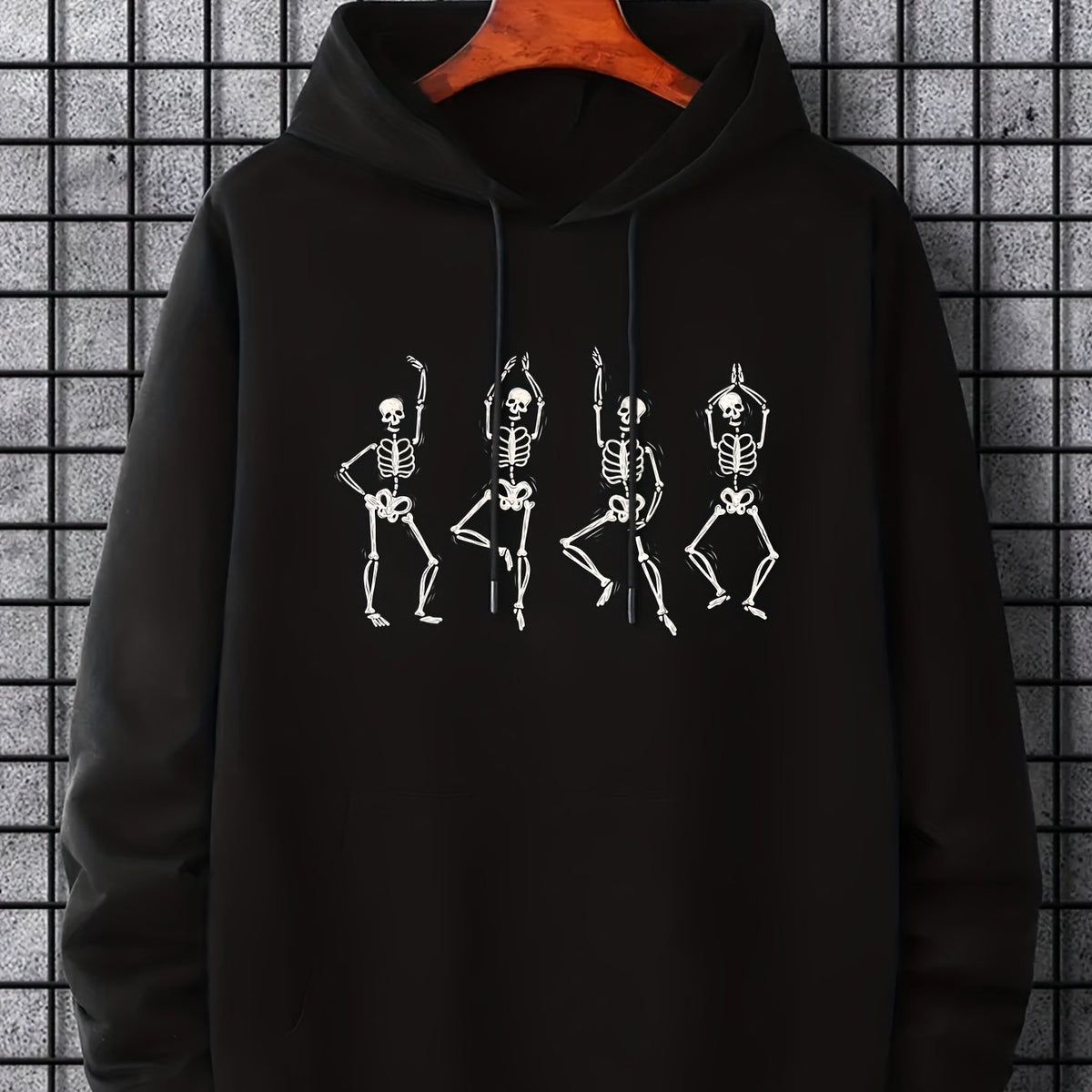 Men's Skeleton Dancer Graphic Hoodie Drawstring Sweatshirt