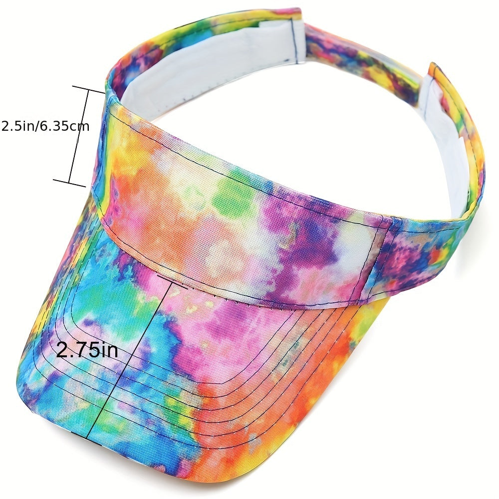 Tie Dye Print Visor Hat UV Protection Summer Sun Cap for Women