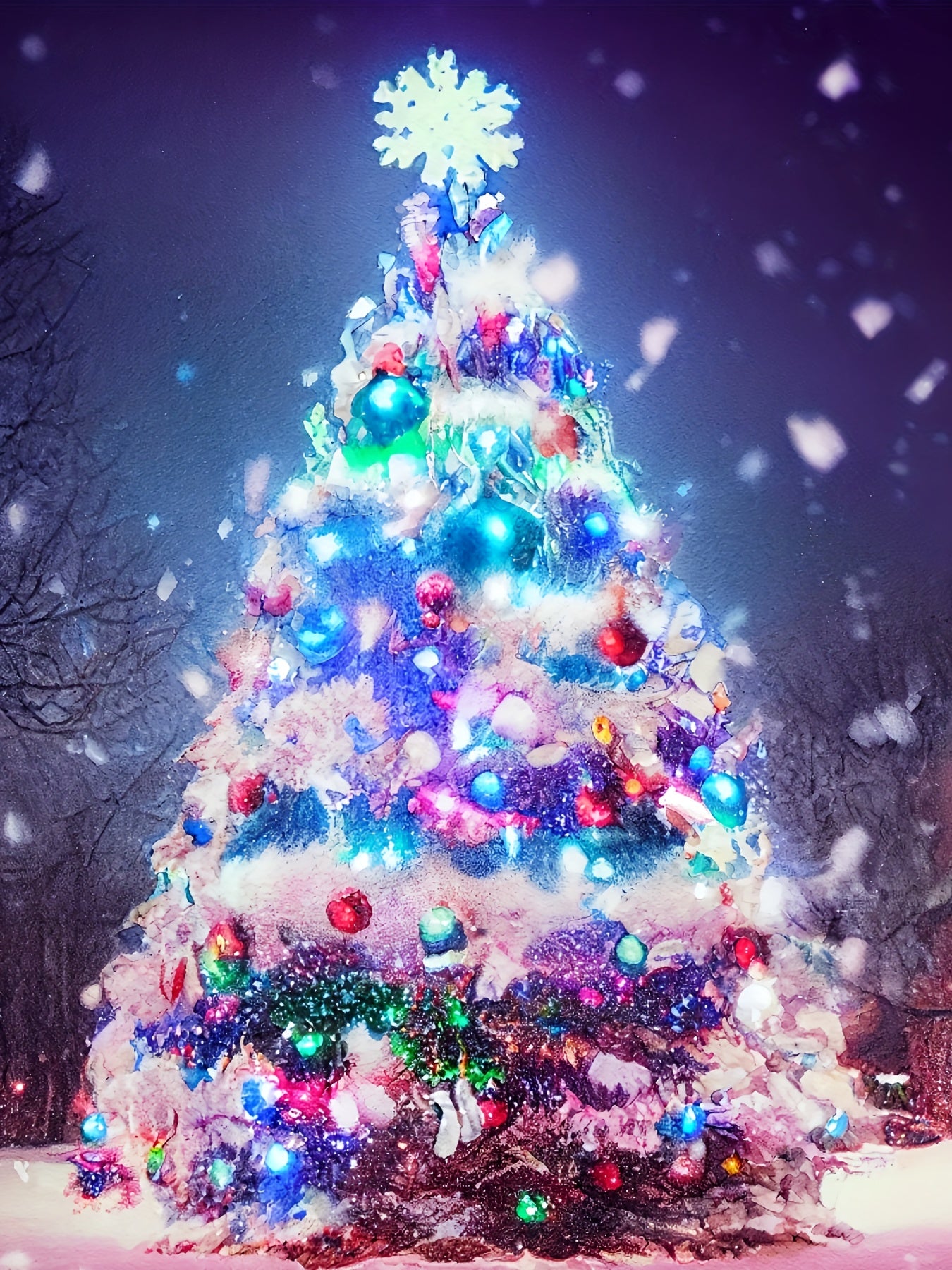 3D Christmas Tree Print Long Sleeve Dress Girls Dreamy Dress For Spring Fall