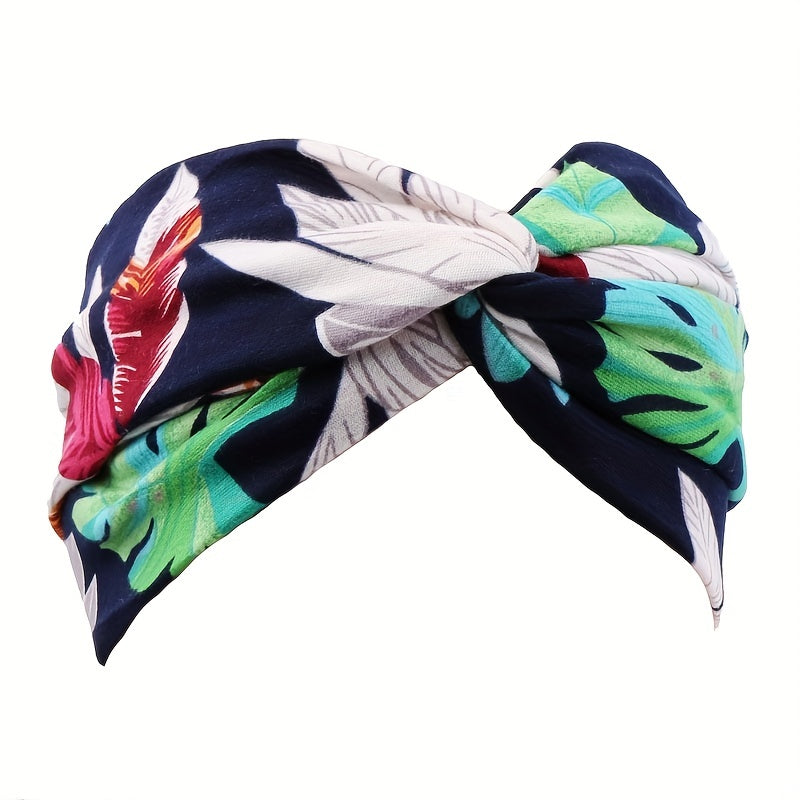 Boho Print Wide Headband Stretchy Sweatband for Women