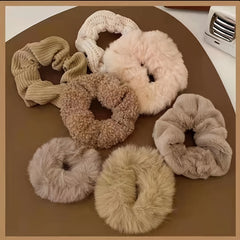 7pcs Fluffy Scrunchies Faux Fur Furry Scrunchies Fur Hair Bands