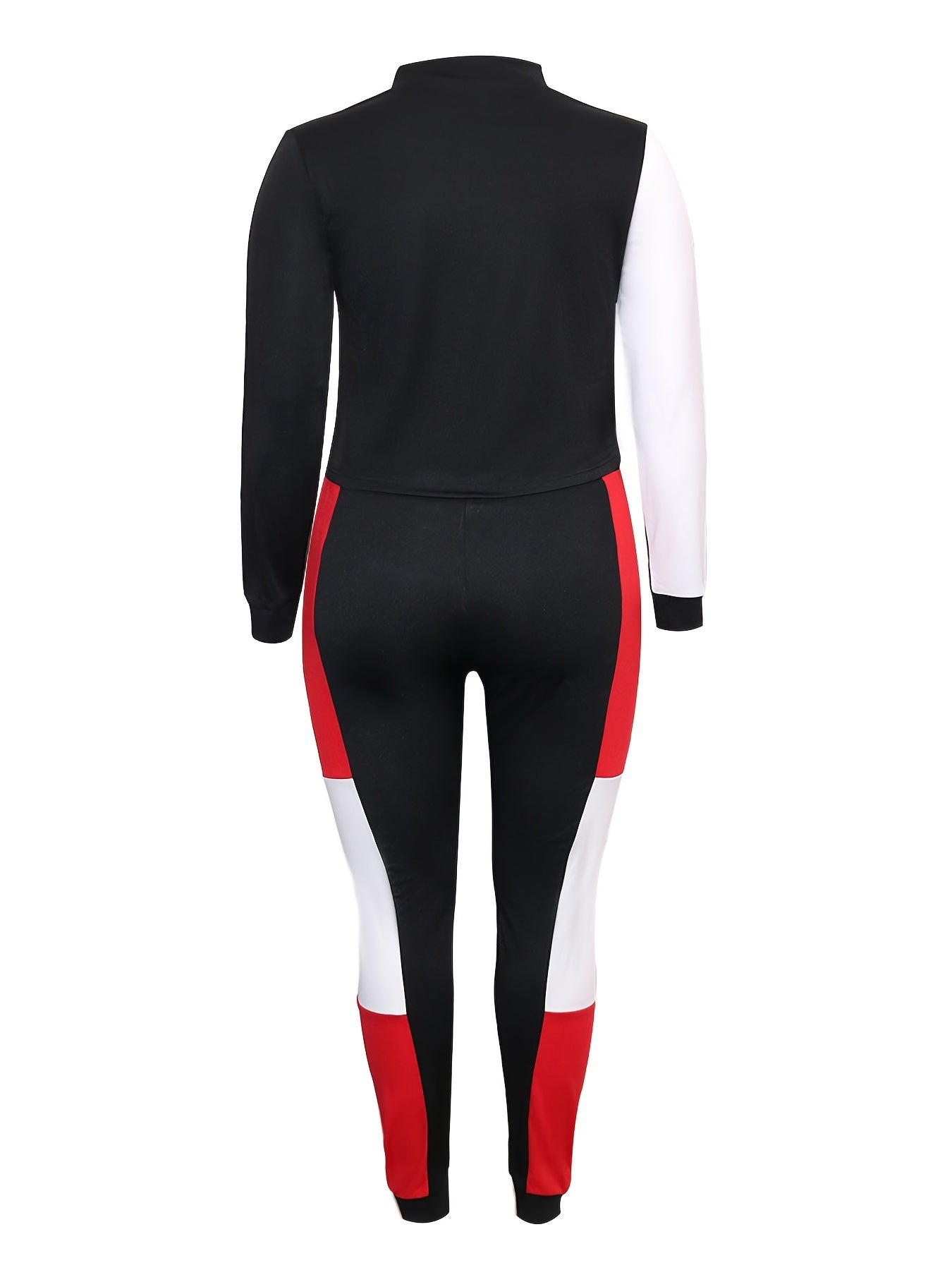  Colorblock Zip Coat & Sweatpants Set