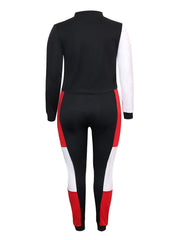  Colorblock Zip Coat & Sweatpants Set