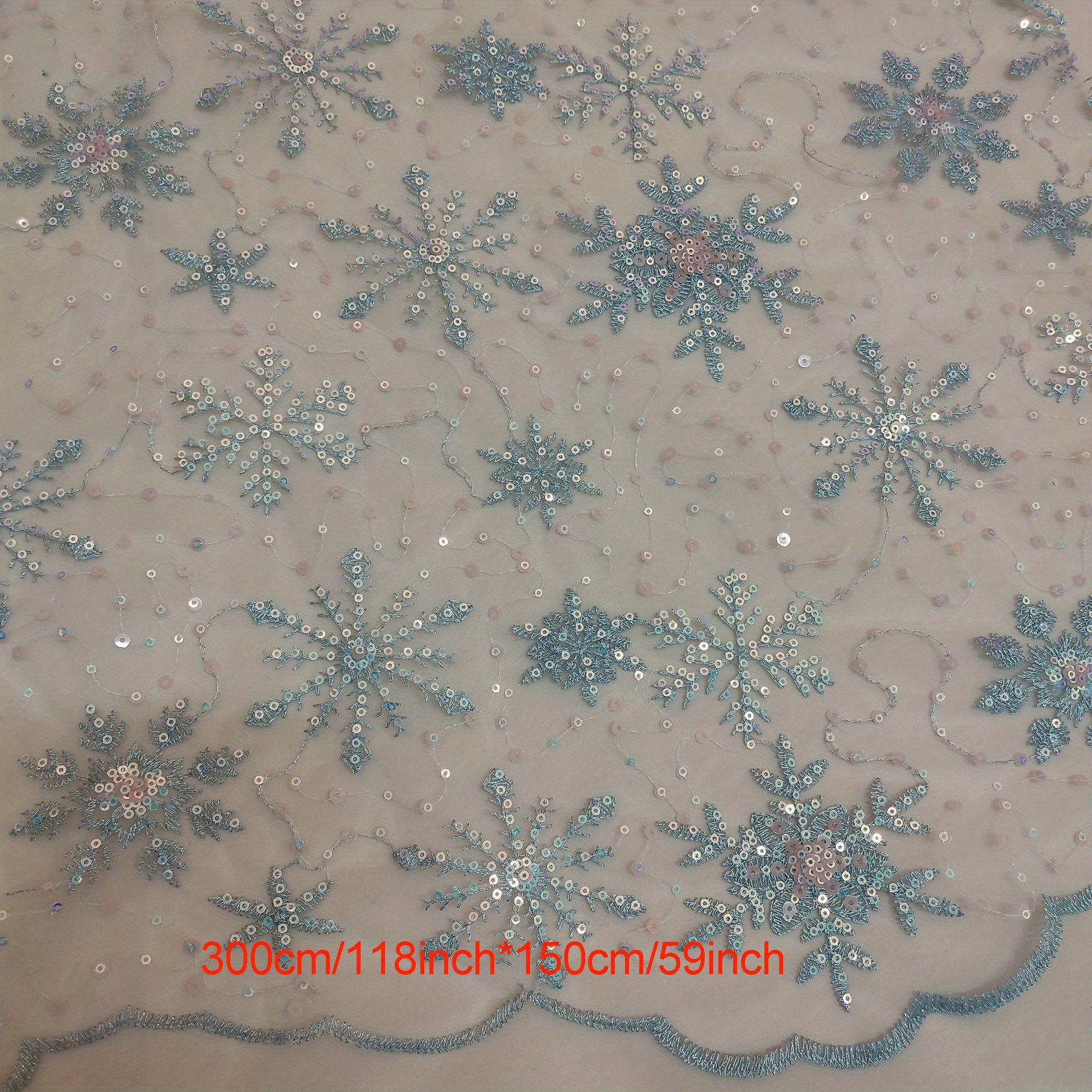 Mesh Sequin Embroidery Fabric Snowflake Bead Fabric Wedding Dress Sewing