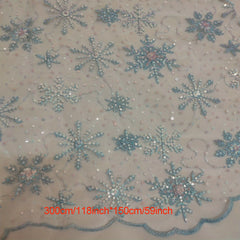 Mesh Sequin Embroidery Fabric Snowflake Bead Fabric Wedding Dress Sewing