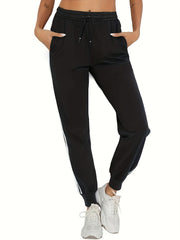  Striped Tie Waist Straight Leg Joggers
