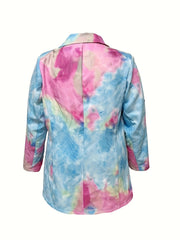 Tie Dye Button Long Sleeve Blazer