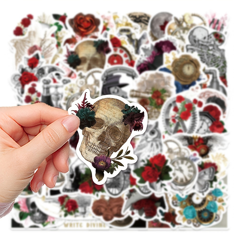 50pcs Steampunk Rose Waterproof Sticker Toy Refrigerator Water Cup Decoration