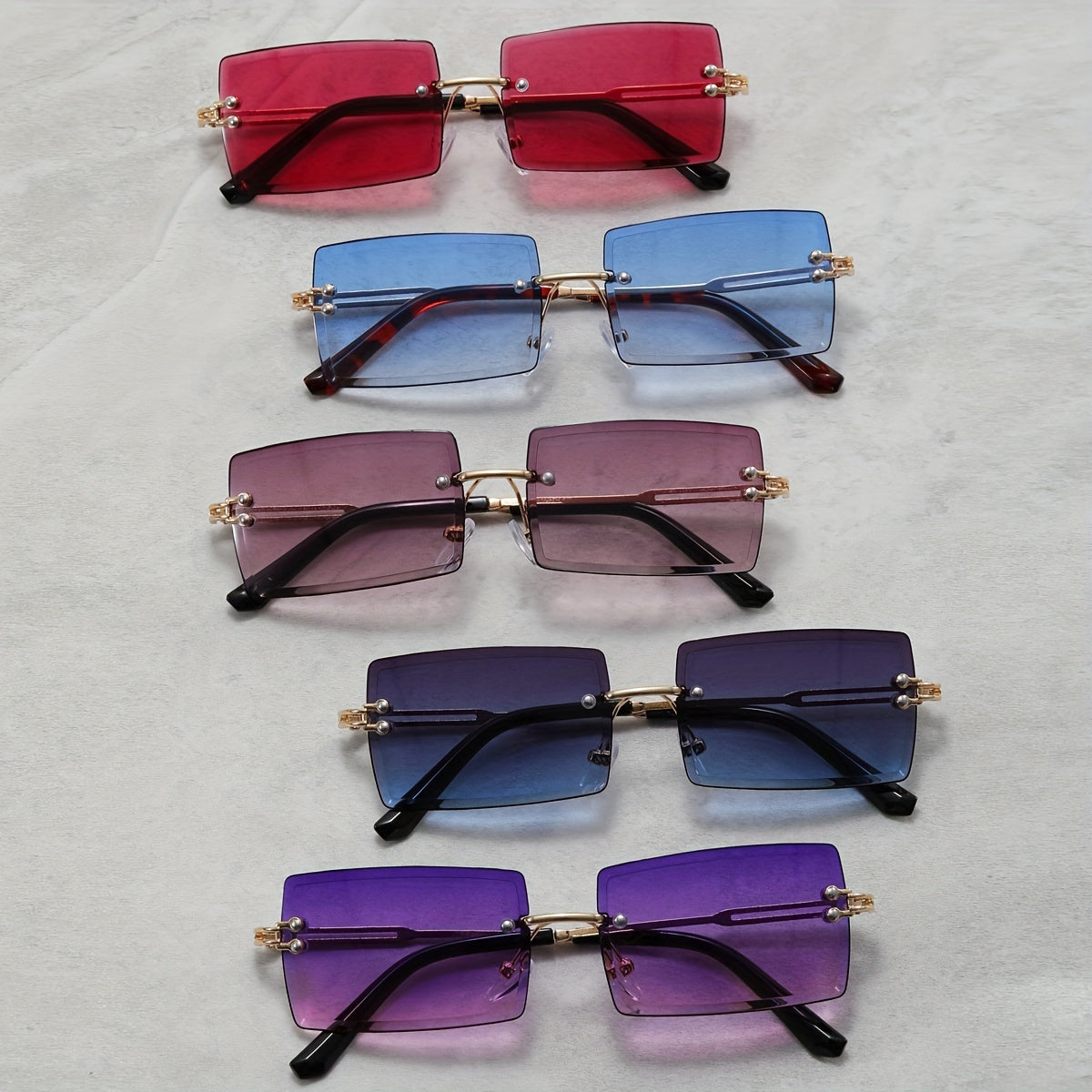 5 Pairs Men's Square Sunglasses UV Resistant for Outdoor Travel Party