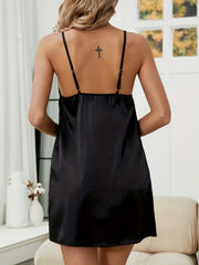 Sexy Lace Nightdress V Neck Spaghetti Strap Split Nightgown Women's Sleepwear