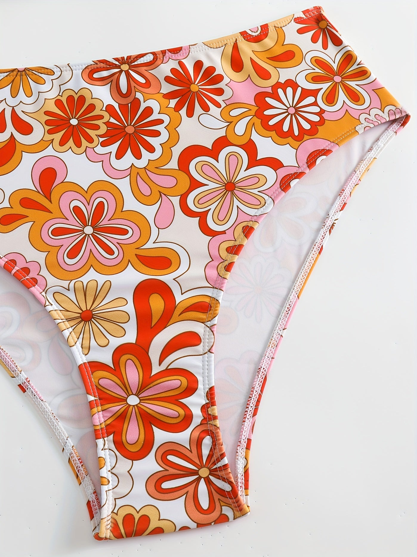  Floral Print Bikini Set High Stretch Bra & Panty Swimsuit