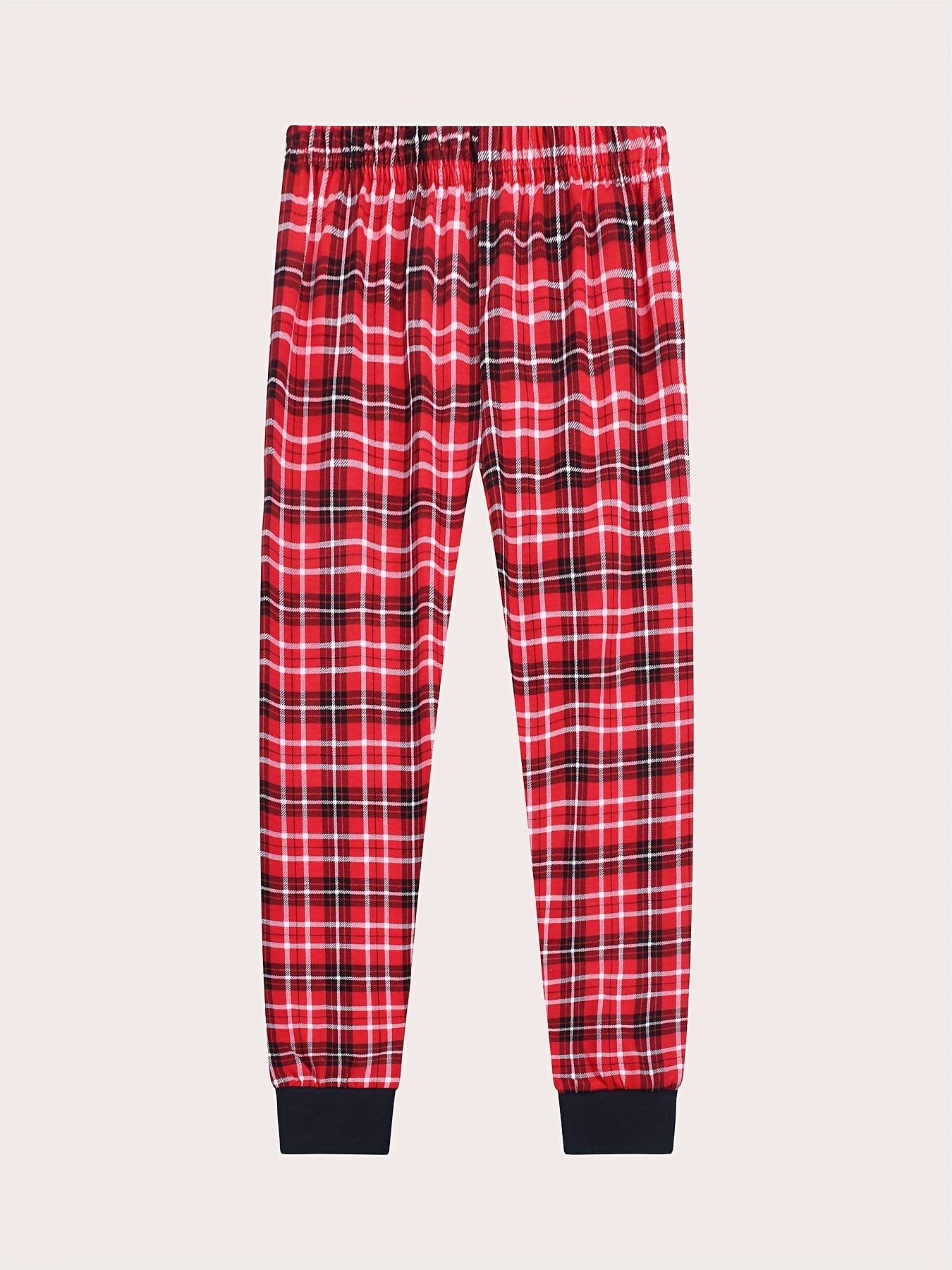 Kid's Vehicle Print Long Sleeve Top & Plaid Pants PJ Set