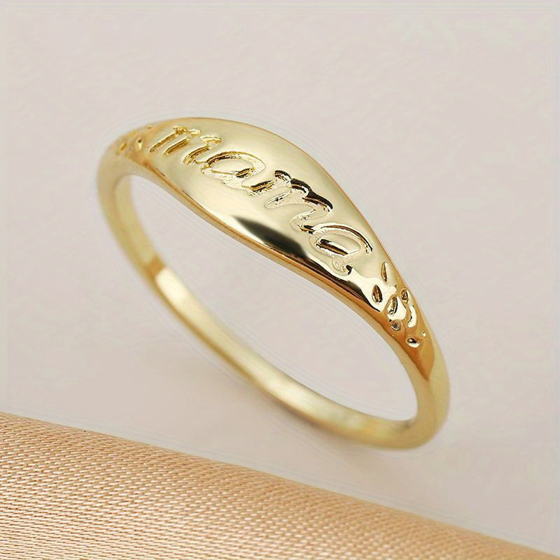 14k Plated Ring for Mom Carved Letters Gift for Mother