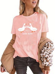 Women's Crew Neck T-Shirt with Goose Bump Pattern