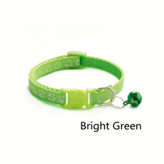 Adjustable Printed Cat Collar with Bell - Quick Release and Safe