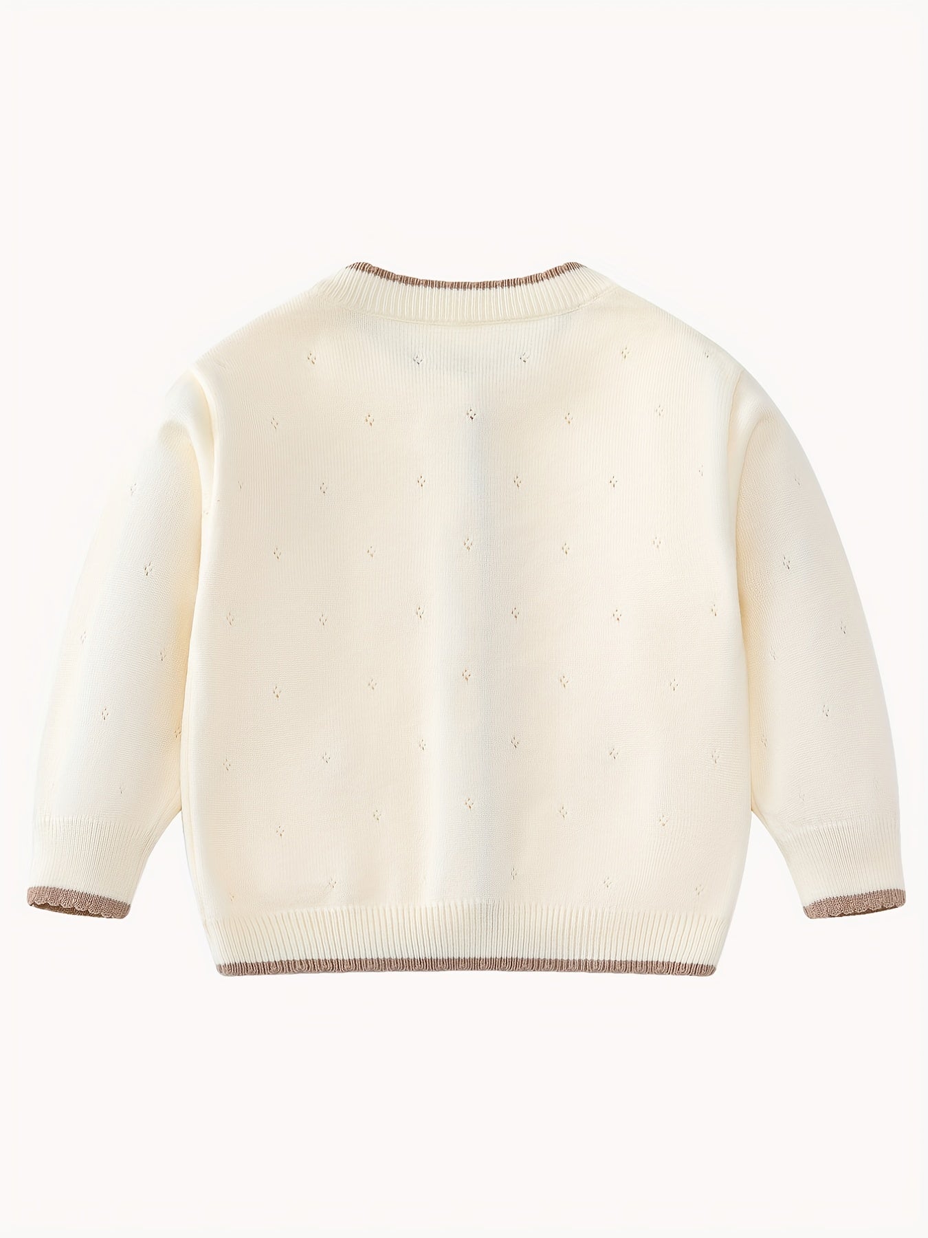 Baby Girl Sweater Coat With Small Flower Decor Knitted Cardigan