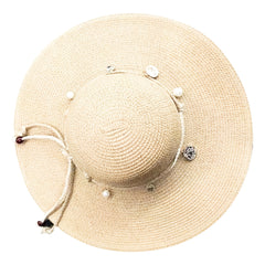 Boho Sun Hat Beads Solid Straw Foldable Travel Beach Hat