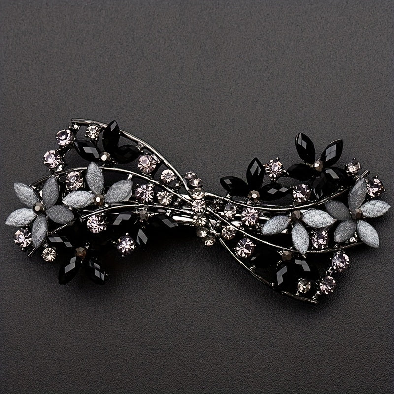 Retro Floral Hair Clip Rhinestone Daisies Barrette