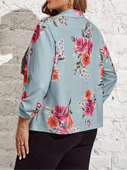  Floral Print Half Sleeve Blazer
