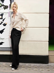  Casual Pants Solid High Rise Loose Fit Straight Leg Trousers