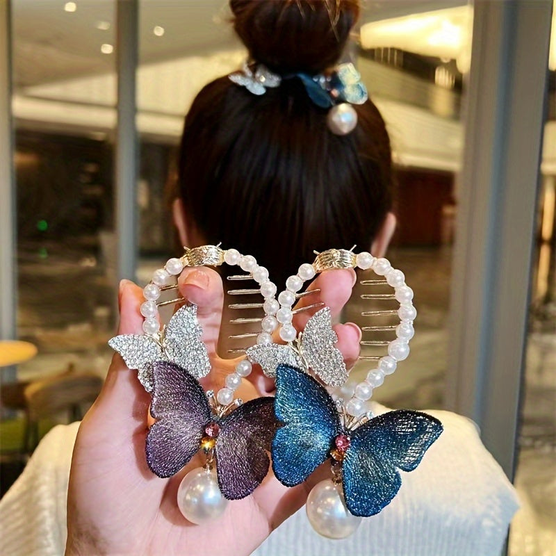 Retro Butterfly Hair Comb Clip Headdress for Women Girls