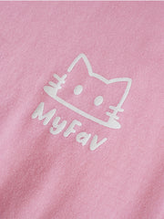 Kid's Cat Face Pajama Set Long Sleeve Top & Pants MY FAV Loungewear