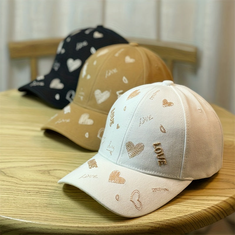 Love Graffiti Embroidery Baseball Cap Solid Dad Hat