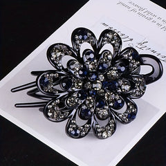 Women Rhinestone Hair Clip Large Glitter Flower Duck Billed Clip