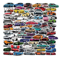 100pcs Cartoon Race Car Waterproof Stickers